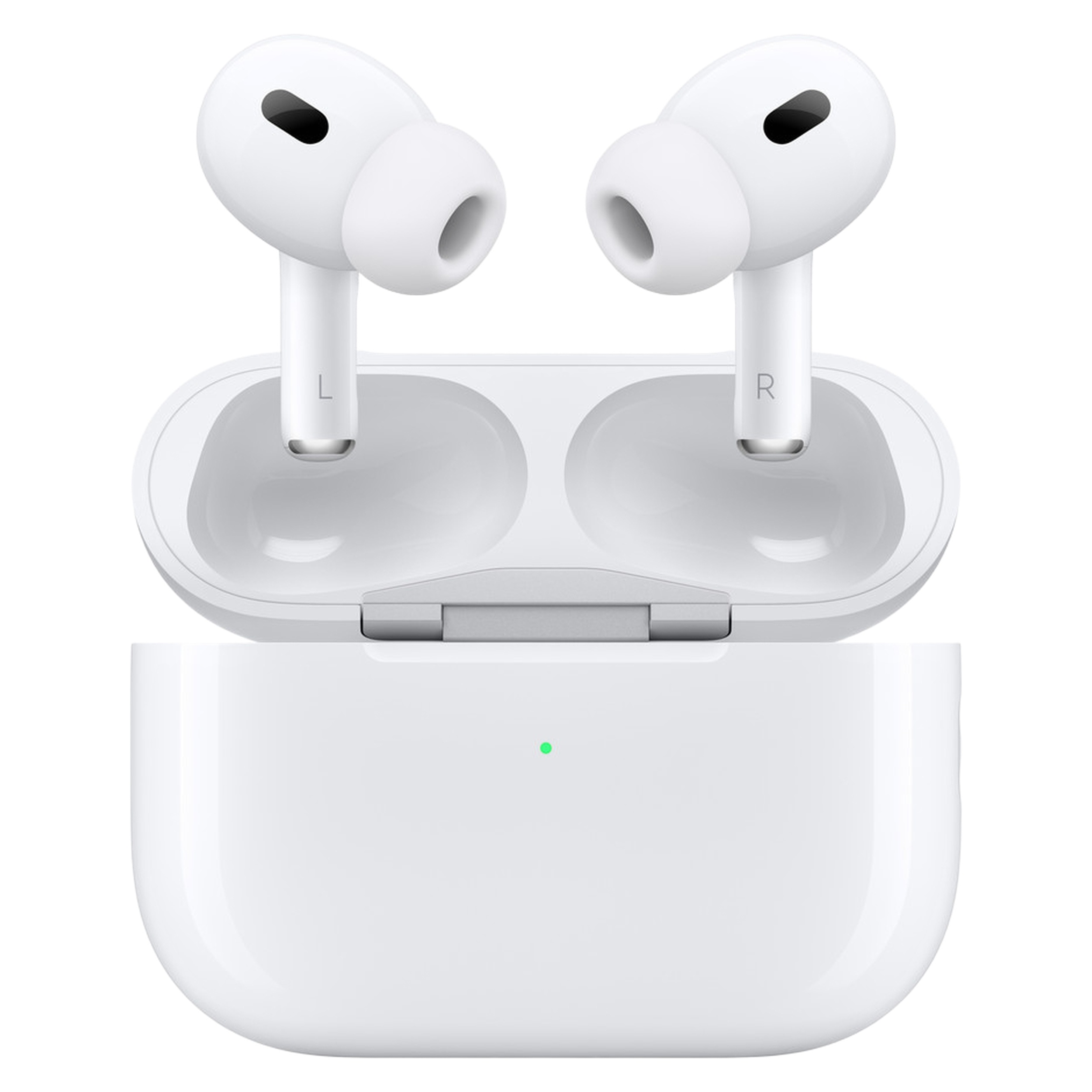 هدفون اپل بلوتوثی اپل AirPods Pro 2nd Generation با نویز کنسلینگ فعال (ANC)، نویز کنسلینگ میکروفون (ENC)، درگاه شارژ USB Type-C، با قابلیت شارژ بیسیم، دارای میکروفون دوگانه از نوع Beamforming، مقاومت در برابر رطوبت و عرق
